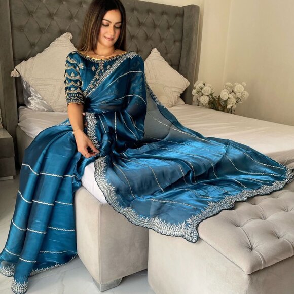 Indian SAREE FABRIC - Zimi chu with seqwance work - Picture 14 of 15